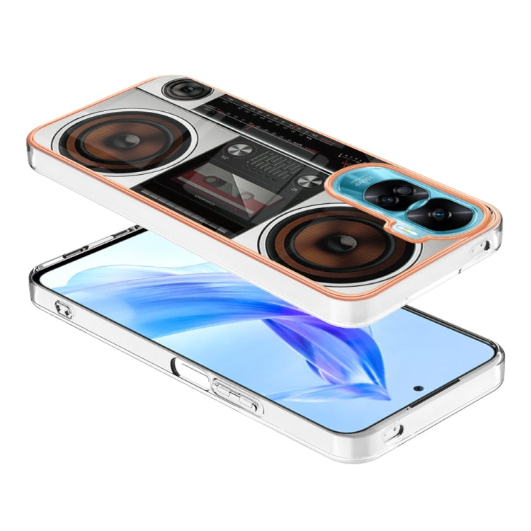 For Honor 90 Lite 5G Electroplating Marble Dual-side IMD Phone Case(Retro Radio) - Honor Cases by buy2fix | Online Shopping UK | buy2fix