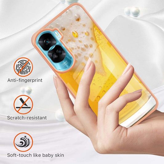 For Honor 90 Lite 5G Electroplating Marble Dual-side IMD Phone Case(Draft Beer) by buy2fix