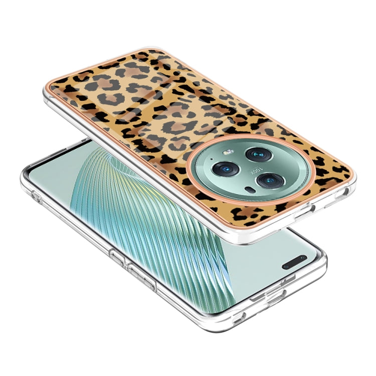 For Honor Magic 5 Pro Electroplating Marble Dual-side IMD Phone Case(Leopard Print) - Honor Cases by buy2fix | Online Shopping UK | buy2fix