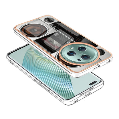 For Honor Magic 5 Pro Electroplating Marble Dual-side IMD Phone Case(Retro Radio) - Honor Cases by buy2fix | Online Shopping UK | buy2fix