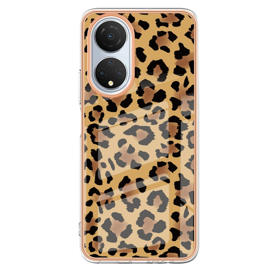 For Honor X7 Electroplating Marble Dual-side IMD Phone Case(Leopard Print) by buy2fix