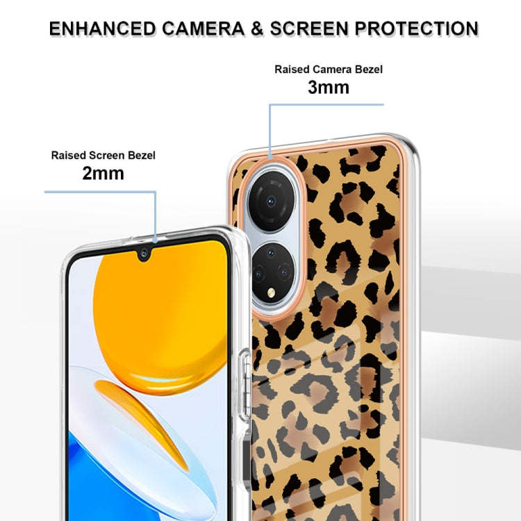 For Honor X7 Electroplating Marble Dual-side IMD Phone Case(Leopard Print) - Honor Cases by buy2fix | Online Shopping UK | buy2fix