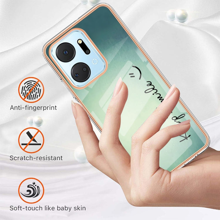 For Honor X7a Electroplating Marble Dual-side IMD Phone Case(Smile) - Honor Cases by buy2fix | Online Shopping UK | buy2fix