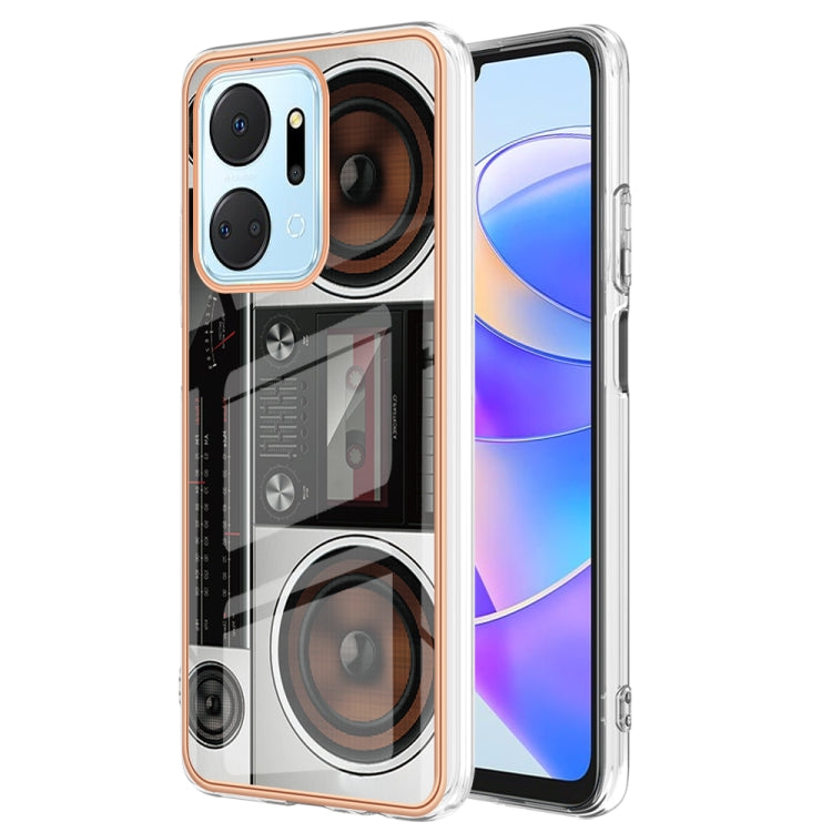 For Honor X7a Electroplating Marble Dual-side IMD Phone Case(Retro Radio) - Honor Cases by buy2fix | Online Shopping UK | buy2fix