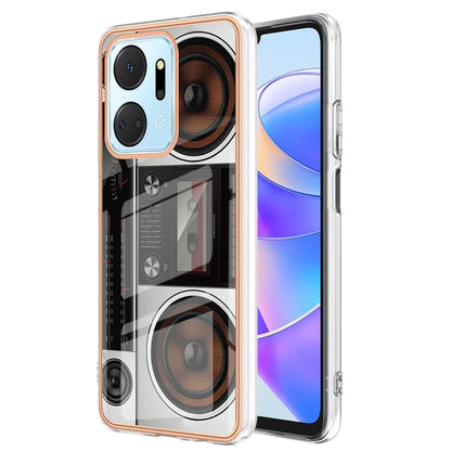 For Honor X7a Electroplating Marble Dual-side IMD Phone Case(Retro Radio) - Honor Cases by buy2fix | Online Shopping UK | buy2fix