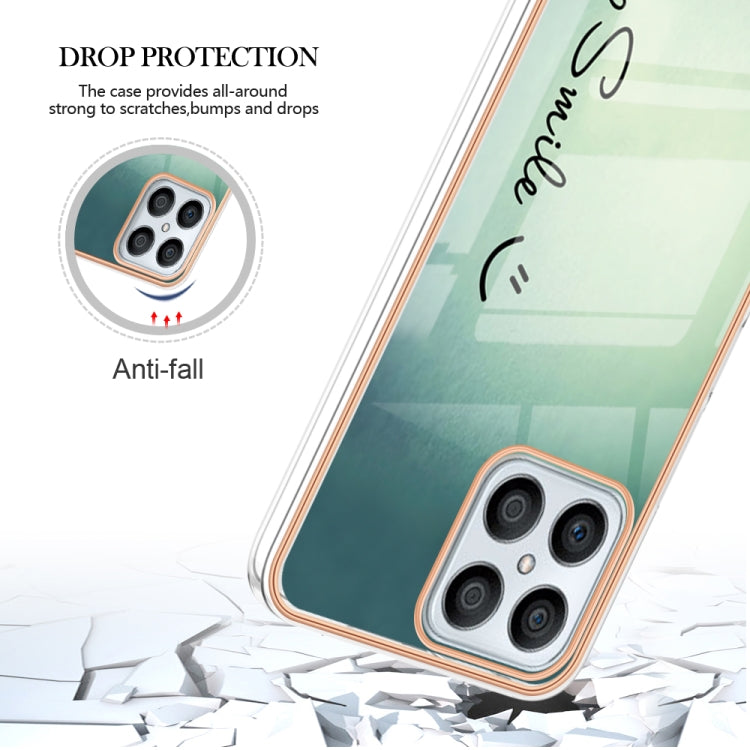 For Honor X8 4G Electroplating Marble Dual-side IMD Phone Case(Smile) - Honor Cases by buy2fix | Online Shopping UK | buy2fix