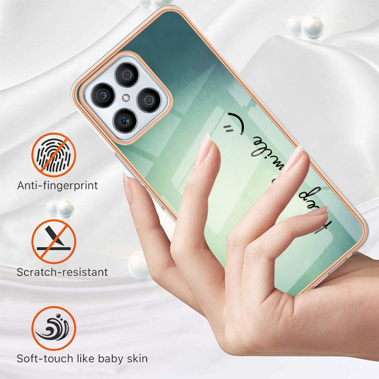 For Honor X8 4G Electroplating Marble Dual-side IMD Phone Case(Smile) - Honor Cases by buy2fix | Online Shopping UK | buy2fix