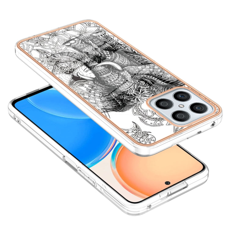 For Honor X8 4G Electroplating Marble Dual-side IMD Phone Case(Totem Elephant) - Honor Cases by buy2fix | Online Shopping UK | buy2fix