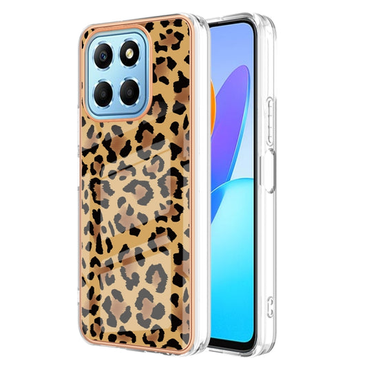 For Honor X8 5G / X6 4G Electroplating Marble Dual-side IMD Phone Case(Leopard Print) by buy2fix