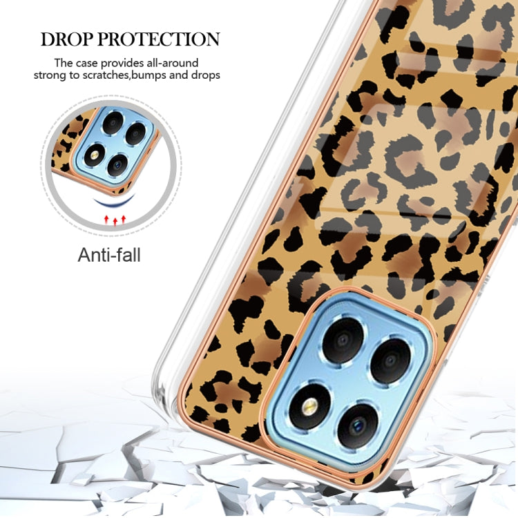 For Honor X8 5G / X6 4G Electroplating Marble Dual-side IMD Phone Case(Leopard Print) - Honor Cases by buy2fix | Online Shopping UK | buy2fix