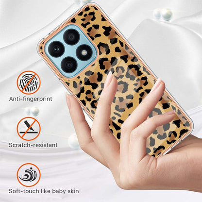 For Honor X8a Electroplating Marble Dual-side IMD Phone Case(Leopard Print) - Honor Cases by buy2fix | Online Shopping UK | buy2fix