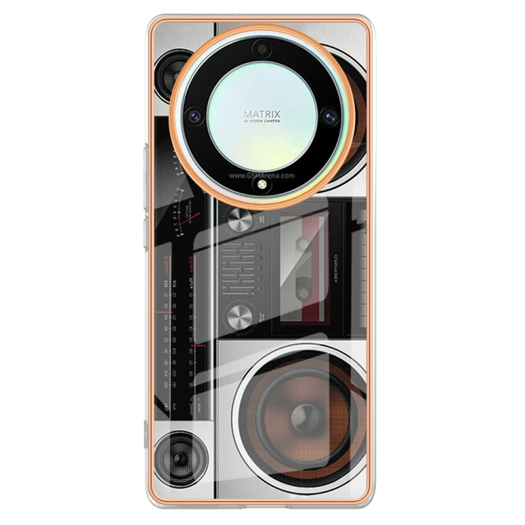 For Honor X9a / Magic5 Lite Electroplating Marble Dual-side IMD Phone Case(Retro Radio) - Honor Cases by buy2fix | Online Shopping UK | buy2fix