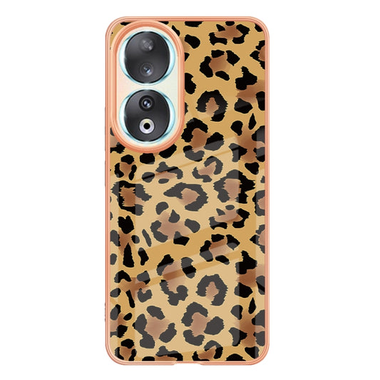 For Honor 90 5G Electroplating Marble Dual-side IMD Phone Case(Leopard Print) by buy2fix