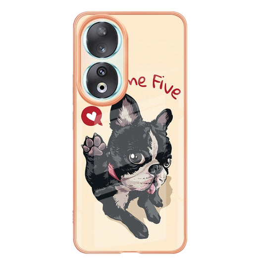 For Honor 90 5G Electroplating Marble Dual-side IMD Phone Case(Lucky Dog) by buy2fix
