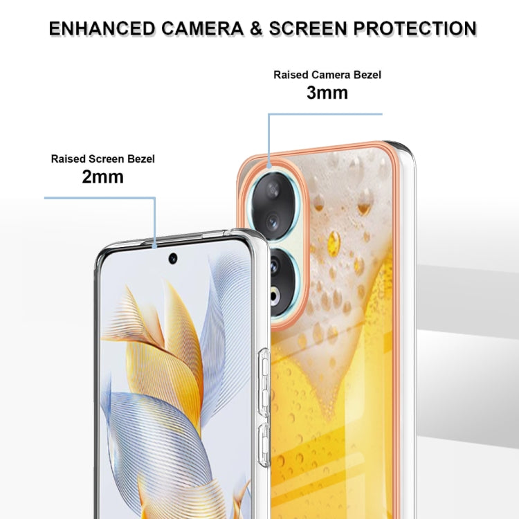 For Honor 90 5G Electroplating Marble Dual-side IMD Phone Case(Draft Beer) - Honor Cases by buy2fix | Online Shopping UK | buy2fix