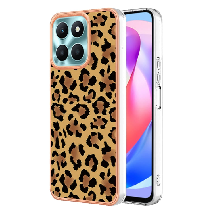 For Honor X6a Electroplating Marble Dual-side IMD Phone Case(Leopard Print) - Honor Cases by buy2fix | Online Shopping UK | buy2fix