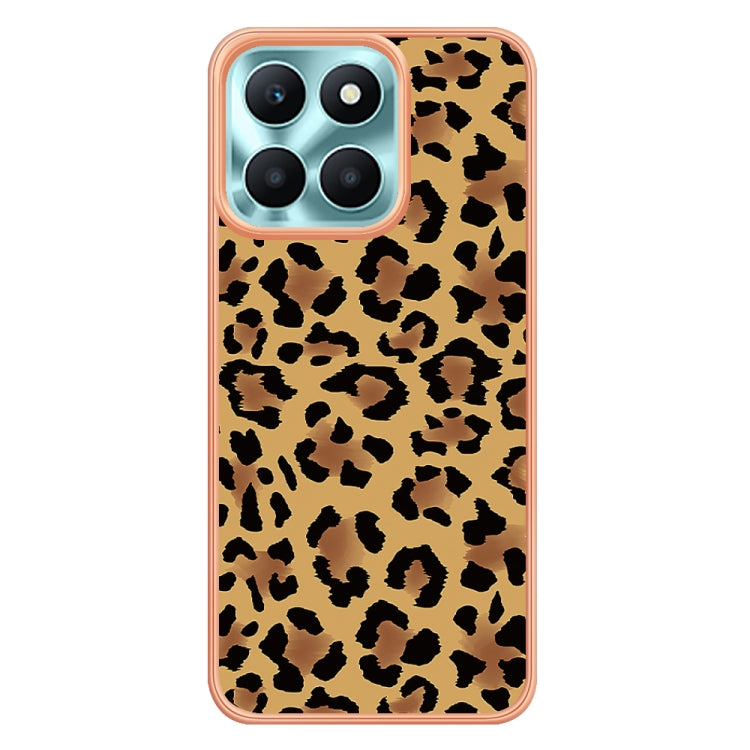 For Honor X6a Electroplating Marble Dual-side IMD Phone Case(Leopard Print) - Honor Cases by buy2fix | Online Shopping UK | buy2fix