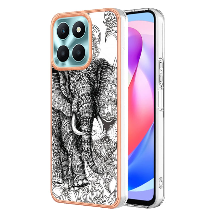 For Honor X6a Electroplating Marble Dual-side IMD Phone Case(Totem Elephant) - Honor Cases by buy2fix | Online Shopping UK | buy2fix