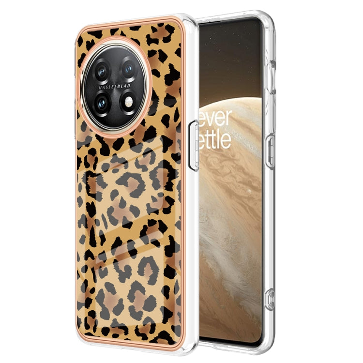 For OnePlus 11 Electroplating Marble Dual-side IMD Phone Case(Leopard Print) by buy2fix