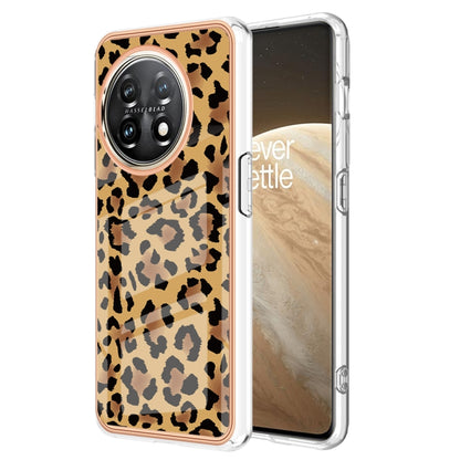 For OnePlus 11 Electroplating Marble Dual-side IMD Phone Case(Leopard Print) by buy2fix
