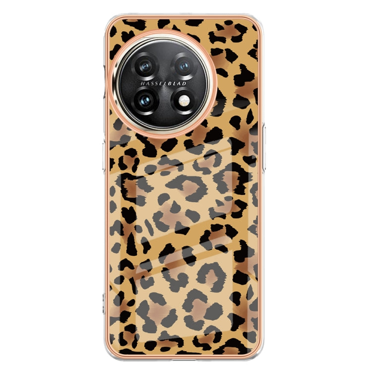 For OnePlus 11 Electroplating Marble Dual-side IMD Phone Case(Leopard Print) by buy2fix