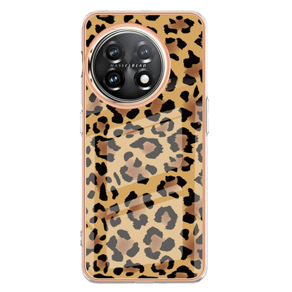 For OnePlus 11 Electroplating Marble Dual-side IMD Phone Case(Leopard Print) by buy2fix