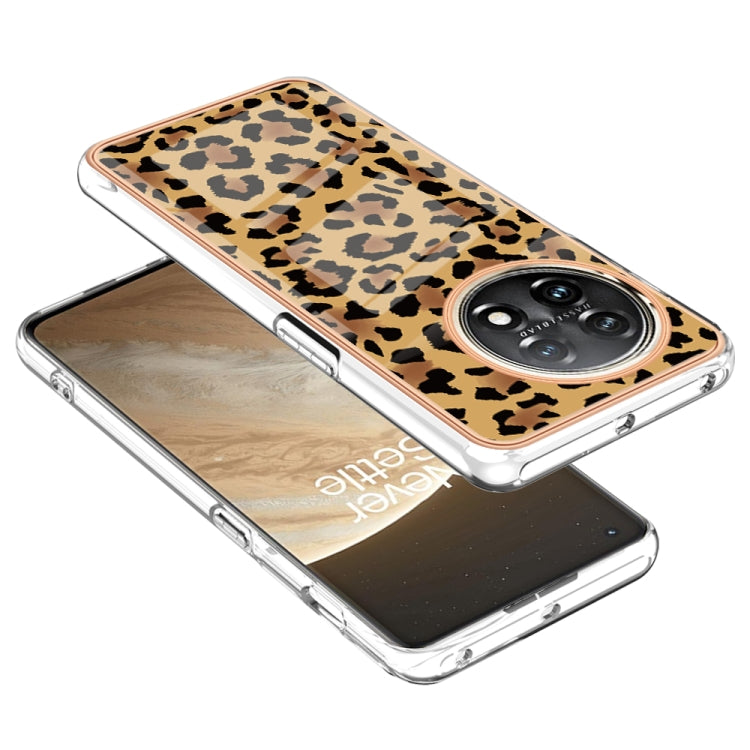 For OnePlus 11 Electroplating Marble Dual-side IMD Phone Case(Leopard Print) by buy2fix