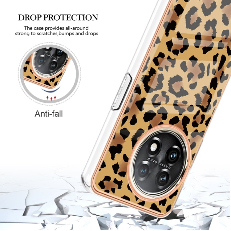 For OnePlus 11 Electroplating Marble Dual-side IMD Phone Case(Leopard Print) by buy2fix