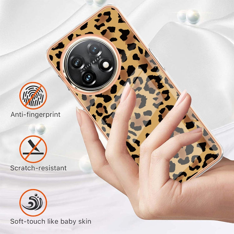 For OnePlus 11 Electroplating Marble Dual-side IMD Phone Case(Leopard Print) by buy2fix