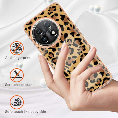 For OnePlus 11 Electroplating Marble Dual-side IMD Phone Case(Leopard Print) by buy2fix