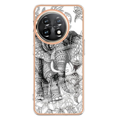 For OnePlus 11 Electroplating Marble Dual-side IMD Phone Case(Totem Elephant) by buy2fix