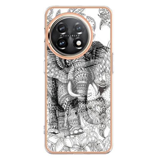 For OnePlus 11 Electroplating Marble Dual-side IMD Phone Case(Totem Elephant) by buy2fix