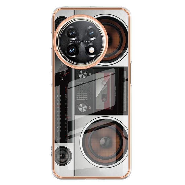 For OnePlus 11 Electroplating Marble Dual-side IMD Phone Case(Retro Radio) by buy2fix
