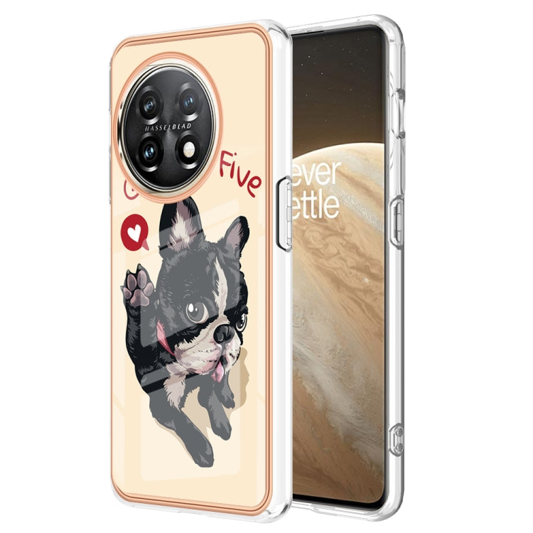 For OnePlus 11 Electroplating Marble Dual-side IMD Phone Case(Lucky Dog) by buy2fix
