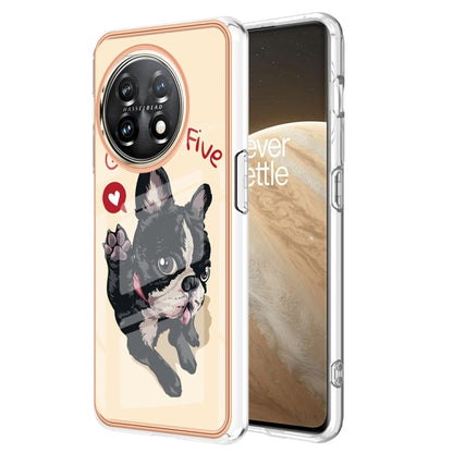 For OnePlus 11 Electroplating Marble Dual-side IMD Phone Case(Lucky Dog) by buy2fix