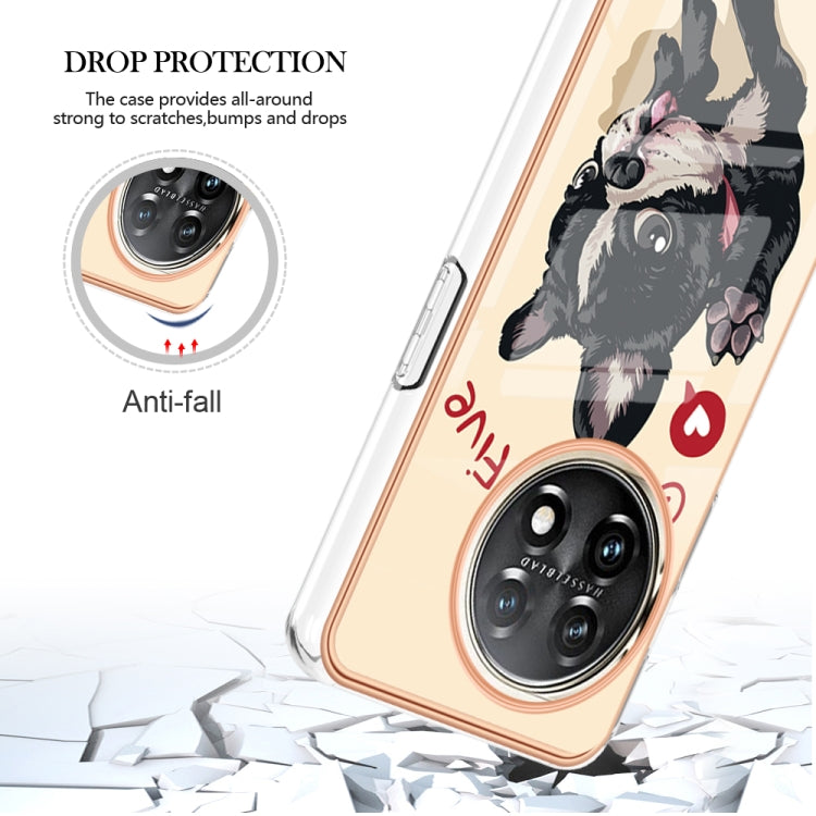 For OnePlus 11 Electroplating Marble Dual-side IMD Phone Case(Lucky Dog) by buy2fix