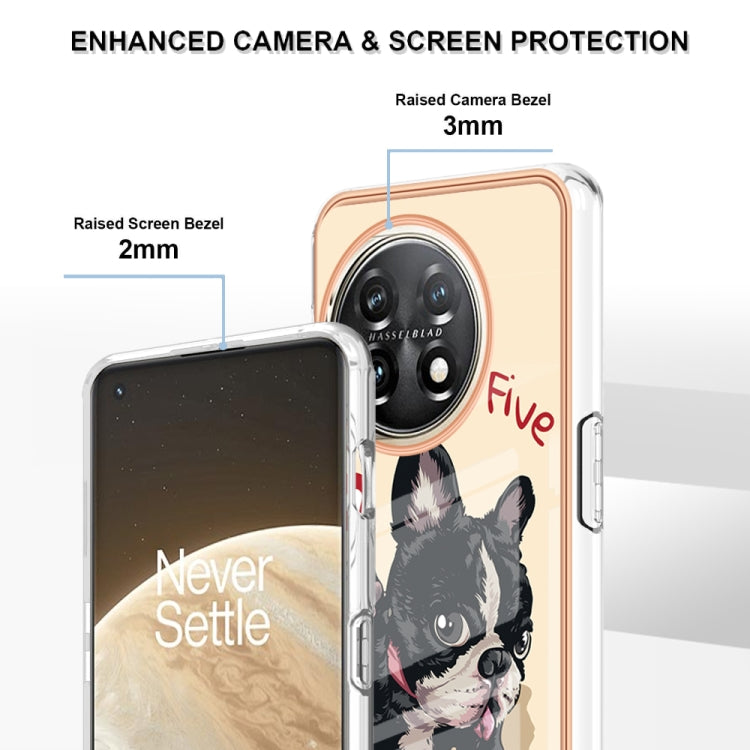 For OnePlus 11 Electroplating Marble Dual-side IMD Phone Case(Lucky Dog) by buy2fix