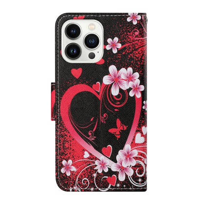 For iPhone 16 Pro Max 3D Colored Drawing Flip Leather Phone Case(Red Heart) - iPhone 16 Pro Max Cases by buy2fix | Online Shopping UK | buy2fix