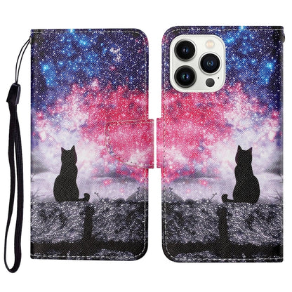 For iPhone 16 Pro Max 3D Colored Drawing Flip Leather Phone Case(Star Cat) - iPhone 16 Pro Max Cases by buy2fix | Online Shopping UK | buy2fix