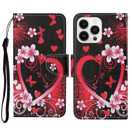 For iPhone 16 Pro 3D Colored Drawing Flip Leather Phone Case(Red Heart) - iPhone 16 Pro Cases by buy2fix | Online Shopping UK | buy2fix