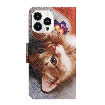 For iPhone 16 Pro 3D Colored Drawing Flip Leather Phone Case(Butterfly Cat) - iPhone 16 Pro Cases by buy2fix | Online Shopping UK | buy2fix