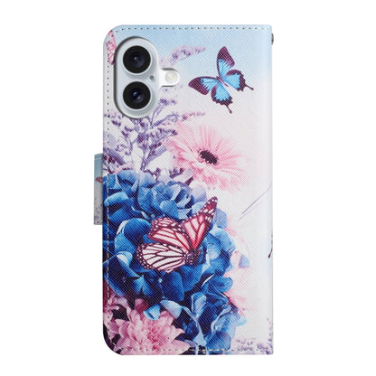 For iPhone 16 Plus 3D Colored Drawing Flip Leather Phone Case(Purple butterfly) - iPhone 16 Plus Cases by buy2fix | Online Shopping UK | buy2fix