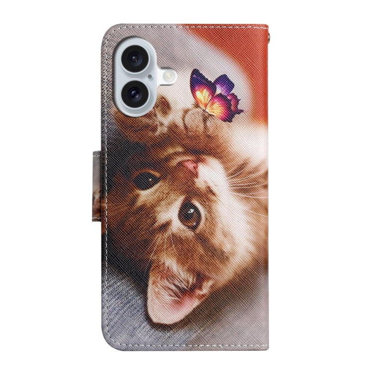 For iPhone 16 Plus 3D Colored Drawing Flip Leather Phone Case(Butterfly Cat) - iPhone 16 Plus Cases by buy2fix | Online Shopping UK | buy2fix