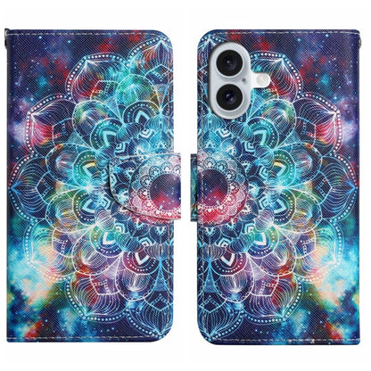 For iPhone 16 3D Colored Drawing Flip Leather Phone Case(Star Mandala) - iPhone 16 Cases by buy2fix | Online Shopping UK | buy2fix