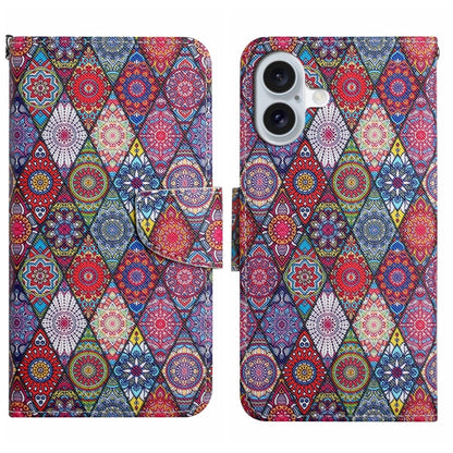 For iPhone 16 3D Colored Drawing Flip Leather Phone Case(Kaleidoscope) - iPhone 16 Cases by buy2fix | Online Shopping UK | buy2fix