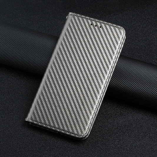 For Samsung Galaxy S24+ 5G Carbon Fiber Texture Flip Holder Leather Phone Case(Grey) by buy2fix