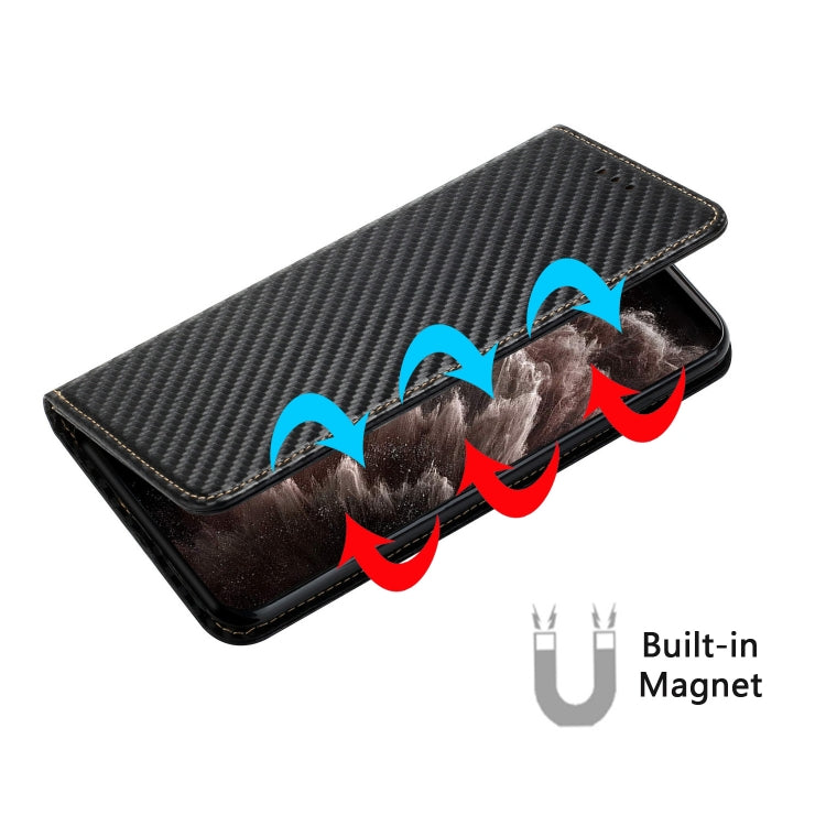 For Samsung Galaxy A55 Carbon Fiber Texture Flip Holder Leather Phone Case(Black) by buy2fix