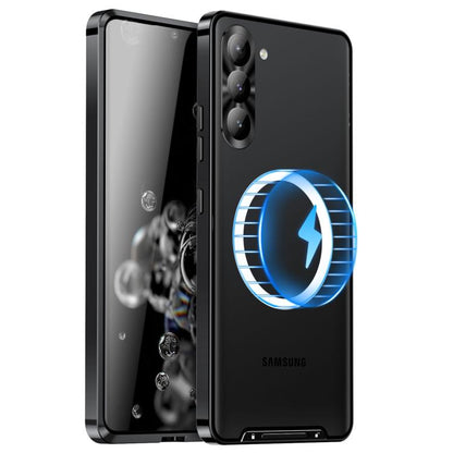 For Samsung Galaxy S25 5G MagSafe Magnetic Frosted Metal Phone Case(Black) - Galaxy S25 5G Cases by buy2fix | Online Shopping UK | buy2fix