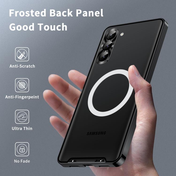 For Samsung Galaxy S25 5G MagSafe Magnetic Frosted Metal Phone Case(Black) - Galaxy S25 5G Cases by buy2fix | Online Shopping UK | buy2fix