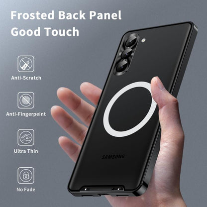 For Samsung Galaxy S25 5G MagSafe Magnetic Frosted Metal Phone Case(Black) - Galaxy S25 5G Cases by buy2fix | Online Shopping UK | buy2fix